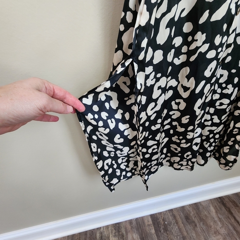 Zara Leopard Print Satin Belted Dress Size S Animal Print Longsleeve. - Picture 9 of 12